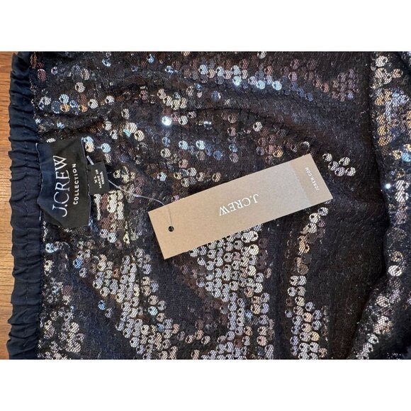 NWT J. Crew Collection Ltd. Edition Silver Sequined Mini Skirt w/Black Lining XL - Picture 5 of 7